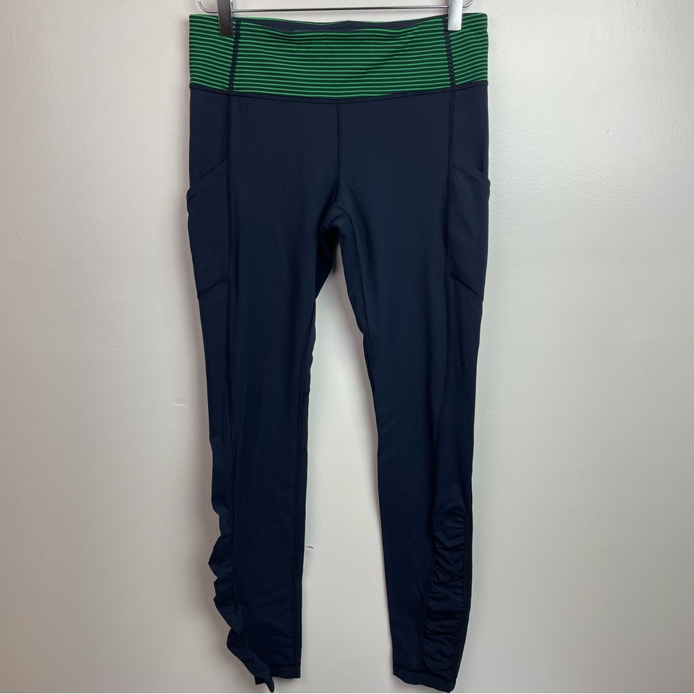 lululemon athletica Legging Navy Green stripe with pockets